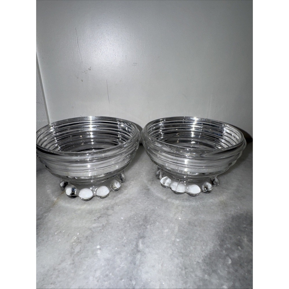 Set Of‎ 2 Vintage Anchor Hocking Manhattan Sherbet  Crystal